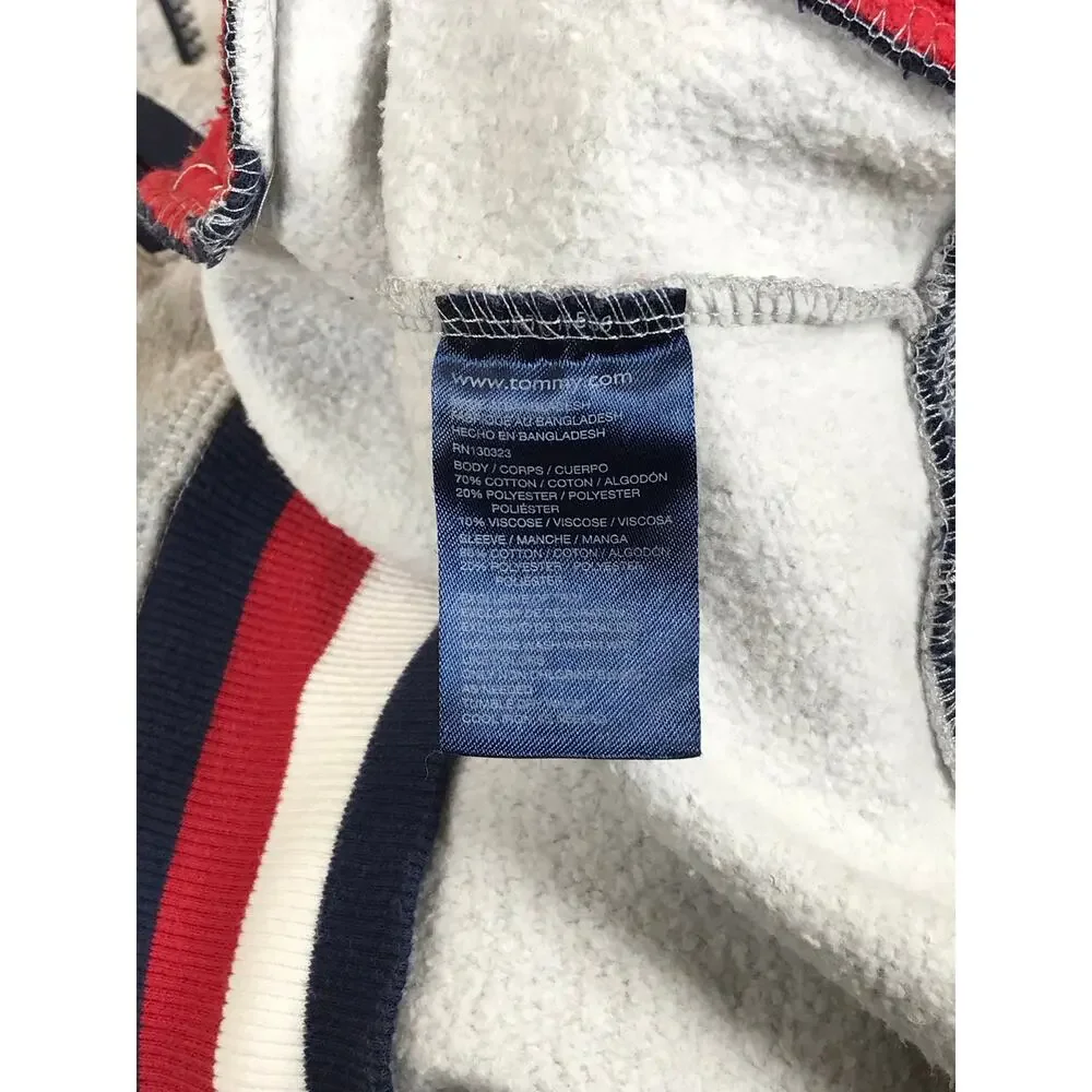 Tommy Hilfiger Varsity Jacket Boys XL 20 Gray Navy Letterman Zip Up Winter